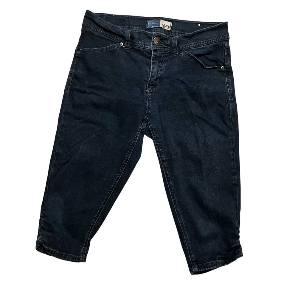Beau Y2K Low Rise Capri Jeans Ruched Side Stretch Denim Trendy Indie Blue